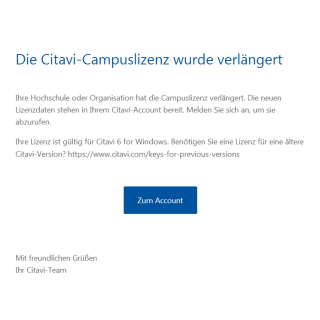 Screenshot Citavi Lizenzverlängerung